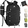 BECOJADDE Hiking Backpack 15L Small Backpack Packable Day pack Water Resistant Lightweight Travel Backpack for Women Men with Shoulder Strap Pockets for Hiking Camping Outdoor, Black