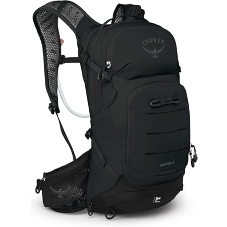 Osprey Raptor 14L Men's Mountain Bike Hydration Pack, Black OS | bike backpack, cycling gear, mountain biking, commuter ride, Hydraulics reservoir, water bladder, water reservoir, OS size